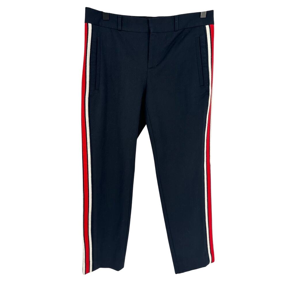 Banana Republic Avery 2 Blue Straight Leg Pants Red White Side Stripe Workwear 2
